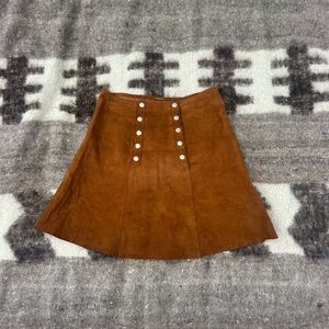 Vintage 60s-70s buckskin button up mini skirt